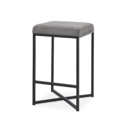 69574 - Frodo 26.4H Gray Fabric Seat W/Black Iron Frame Counter Stool
