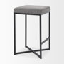 69574 - Frodo 26.4H Gray Fabric Seat W/Black Iron Frame Counter Stool