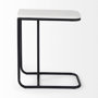 69212 - Kyra 12.0L x 20.0W x 23.0H White Marble Top W/Black Iron Frame C-Shaped End and Side Table