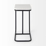 69212 - Kyra 12.0L x 20.0W x 23.0H White Marble Top W/Black Iron Frame C-Shaped End and Side Table