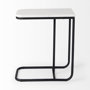 69212 - Kyra 12.0L x 20.0W x 23.0H White Marble Top W/Black Iron Frame C-Shaped End and Side Table