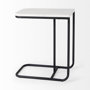69212 - Kyra 12.0L x 20.0W x 23.0H White Marble Top W/Black Iron Frame C-Shaped End and Side Table