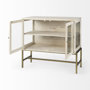 69292 - Arelius 36L x 18W x 32H White Wood, Gold Metal Base w/ 2 Glass Doors Accent Cabinet