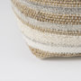 69502 - Aahana 16.0L x 16.0W x 16.0H White/Taupe/Gray Striped Hemp and Cotton Pouf