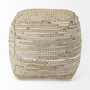 69503 - Aalia 16.0L x 16.0W x 16.0H Beige Leather and Jute Pouf