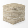 69503 - Aalia 16.0L x 16.0W x 16.0H Beige Leather and Jute Pouf