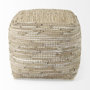 69503 - Aalia 16.0L x 16.0W x 16.0H Beige Leather and Jute Pouf