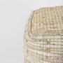 69503 - Aalia 16.0L x 16.0W x 16.0H Beige Leather and Jute Pouf
