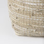 69503 - Aalia 16.0L x 16.0W x 16.0H Beige Leather and Jute Pouf