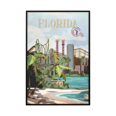 14047 - Florida Go USA (SM) by Mercana Studio a Hand Embellished Decograph Framed Art Print