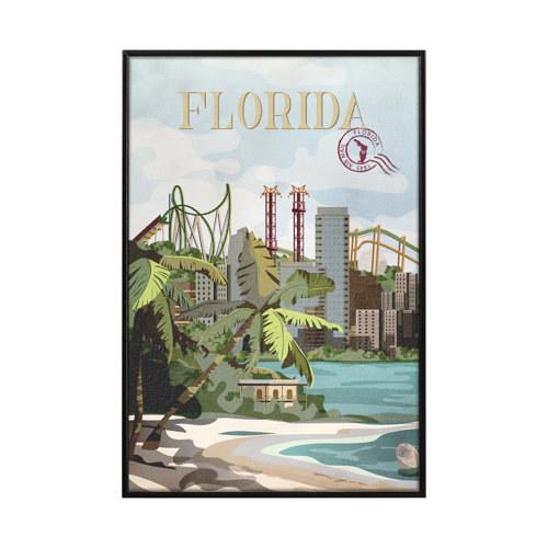 14047 - Florida Go USA (SM) by Mercana Studio a Hand Embellished Decograph Framed Art Print