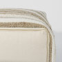 69502 - Aahana 16.0L x 16.0W x 16.0H White/Taupe/Gray Striped Hemp and Cotton Pouf