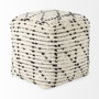 69505 - Aarohi 16.0L x 16.0W x 16.0H Cream/Black Cotton Patterned Pouf