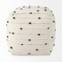 69506 - Amaira 16.0L x 16.0W x 16.0H Cream/Black/White patterned Wool and Cotton Pouf