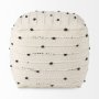 69506 - Amaira 16.0L x 16.0W x 16.0H Cream/Black/White patterned Wool and Cotton Pouf