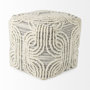 69507 - Amaya 16.0L x 16.0W x 16.0H Cream/Black/Gray Wool and Cotton Pouf