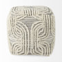 69507 - Amaya 16.0L x 16.0W x 16.0H Cream/Black/Gray Wool and Cotton Pouf