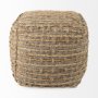 69509 - Binita  16.0L x 16.0W x 16.0H  Gray/Brown Hemp Wool and Cotton Pouf