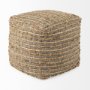 69509 - Binita  16.0L x 16.0W x 16.0H  Gray/Brown Hemp Wool and Cotton Pouf