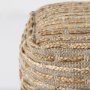 69509 - Binita  16.0L x 16.0W x 16.0H  Gray/Brown Hemp Wool and Cotton Pouf