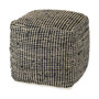 69561 - Aalia 16.0L x 16.0W x 16.0H Charcoal Leather and Jute Pouf