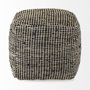 69561 - Aalia 16.0L x 16.0W x 16.0H Charcoal Leather and Jute Pouf