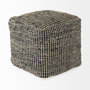 69561 - Aalia 16.0L x 16.0W x 16.0H Charcoal Leather and Jute Pouf