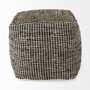 69561 - Aalia 16.0L x 16.0W x 16.0H Charcoal Leather and Jute Pouf