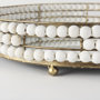 68674 - Decatur I 21L x 21W White Wooden Bead Mirrored Bottom Round Tray