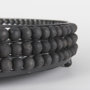 68675 - Decatur II 21L x 21W Black Wooden Bead Mirrored Bottom Round Tray