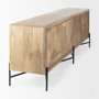 68514 - Cairo 78x19 Brown Solid Wood Black Metal Base 4 Door Cabinet Sideboard