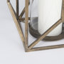 68976 - Ivy Large Gold Metal Geometric Cage Candle Holder Lantern