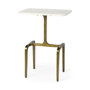 69672 - Preston 17.3L x 11.3W x 22.8H White Marble Top W/Gold Metal Accent Table 