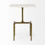 69672 - Preston 17.3L x 11.3W x 22.8H White Marble Top W/Gold Metal Accent Table 