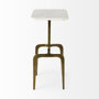 69672 - Preston 17.3L x 11.3W x 22.8H White Marble Top W/Gold Metal Accent Table 