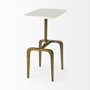 69672 - Preston 17.3L x 11.3W x 22.8H White Marble Top W/Gold Metal Accent Table 