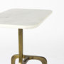 69672 - Preston 17.3L x 11.3W x 22.8H White Marble Top W/Gold Metal Accent Table 