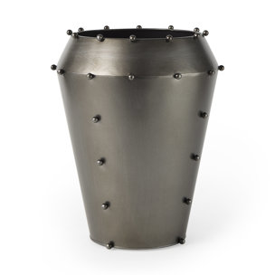 Elio 12.2H Large Gun Metal Gray Metal W/Studs Vase