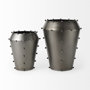 69681 - Elio 12.2H Large Gun Metal Gray Metal W/Studs Vase