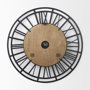 69654 - Lewiston 30.1L x 2.0W x 30.1H Black Iron W/Wood Round Wall Clock