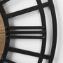 69654 - Lewiston 30.1L x 2.0W x 30.1H Black Iron W/Wood Round Wall Clock
