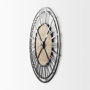 69656 - Lewiston 42.1L x 2.6W x 42.1H Black Iron W/Wood Round Wall Clock