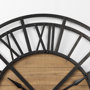 69656 - Lewiston 42.1L x 2.6W x 42.1H Black Iron W/Wood Round Wall Clock