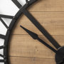 69656 - Lewiston 42.1L x 2.6W x 42.1H Black Iron W/Wood Round Wall Clock