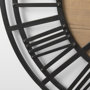 69656 - Lewiston 42.1L x 2.6W x 42.1H Black Iron W/Wood Round Wall Clock