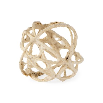 69670 - Kali 4.5L x 4.5W x 4.5H Small Beige Decorative Metal and Paper Object