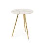69674 - Vivienne  16.0L x 16.0W x 19.0H White Marble W/Antique Gold Metal Round Small Side Table