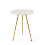 69674 - Vivienne  16.0L x 16.0W x 19.0H White Marble W/Antique Gold Metal Round Small Side Table