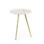69674 - Vivienne  16.0L x 16.0W x 19.0H White Marble W/Antique Gold Metal Round Small Side Table