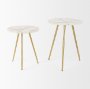 69674 - Vivienne  16.0L x 16.0W x 19.0H White Marble W/Antique Gold Metal Round Small Side Table